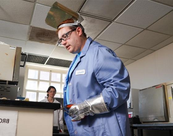 student in an engineering lab